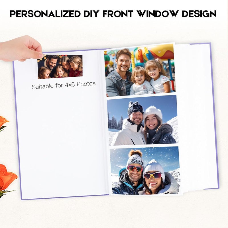 Aevdor 360 Pockets 4x6 Photo Album, Large Capacity Linen Cover Photo Album 4x6 Holds 360 Photos, Acid-free Pages Photo Albums with Front Window for Family Wedding Anniversary Baby Pictures (Purple) - Image 4